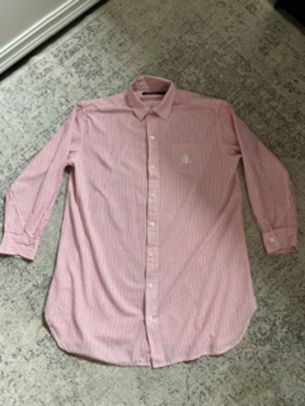 Lauren Ralph Lauren Pink/Red Blue White Striped Long Sleeve Shirt Women's M
